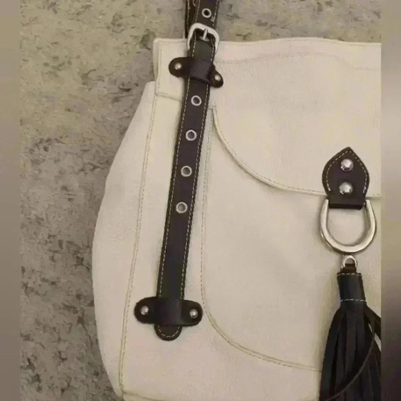 Cavalcanti Cream and Brown Leather Purse - Picture 13 of 16